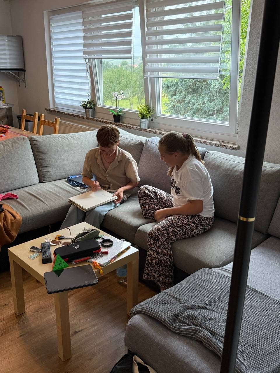 Lukas learning German all afternoon